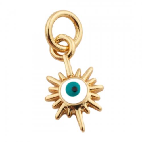 Evil Eye Pendler, Messing, mode smykker & Unisex, gylden, nikkel, bly & cadmium fri, 12x7mm, Hole:Ca. 3mm, Solgt af PC