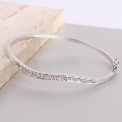 Zinc Alloy Bangle Smykker, forgyldt, Unisex & Micro Pave cubic zirconia, flere farver til valg, Solgt af PC