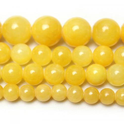 Perles en jade, Jade brun pâle, Rond, DIY & normes différentes pour le choix, Jaune, Vendu par PC