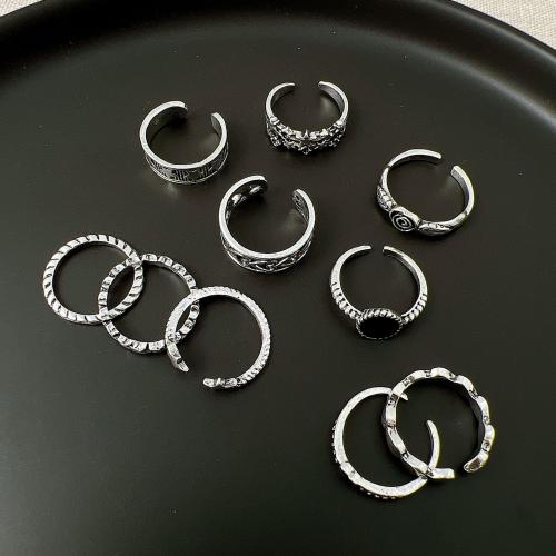 Sinc Alloy Ring Set, le Crystal, 10 bpíosa & jewelry faisin & do bhean, dath bunaidh, nicil, luaidhe & caidmiam saor in aisce, Díolta De réir Socraigh