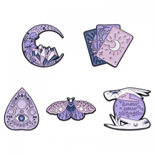 Zinklegering broches, Zinc Alloy, moffelen vernis, uniseks & verschillende stijlen voor de keuze, purper, 10pC's/Lot, Verkocht door Lot