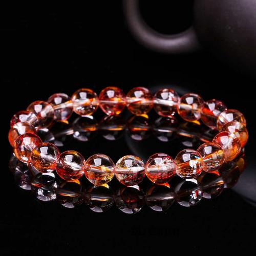 Bracelets quartz, Cristal naturel, Rond, bijoux de mode & unisexe & normes différentes pour le choix, orange, Longueur Environ 18 cm, Vendu par PC