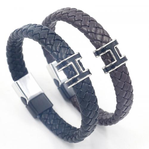 PU Cord Armband, Zink Alloy, med Magnet & PU, Letter H, plated, mode smycken & Unisex & emalj, fler färger för val, nickel, bly och kadmium gratis, 11mm, Längd Ca 21 cm, Säljs av PC