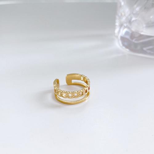 Titanium Steel Finger Ring Vacuum Ion Plating fashion jewelry & for woman golden nickel lead & cadmium free Sold By PC