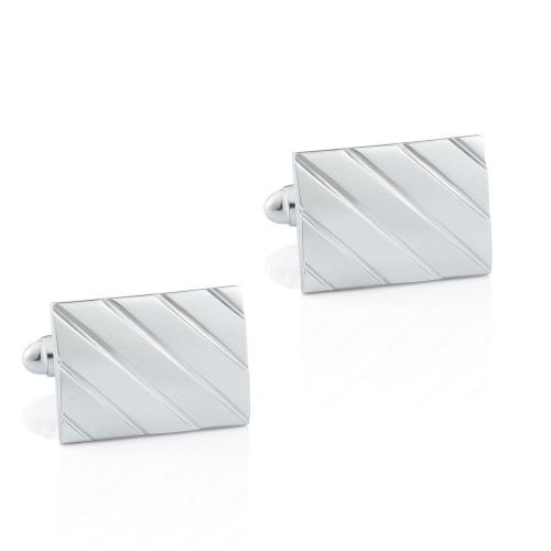 Boutons de manchette, laiton, rectangle, Placage de couleur argentée, pour homme, protéger l'environnement, sans nickel, plomb et cadmium, 18x13mm, Vendu par paire