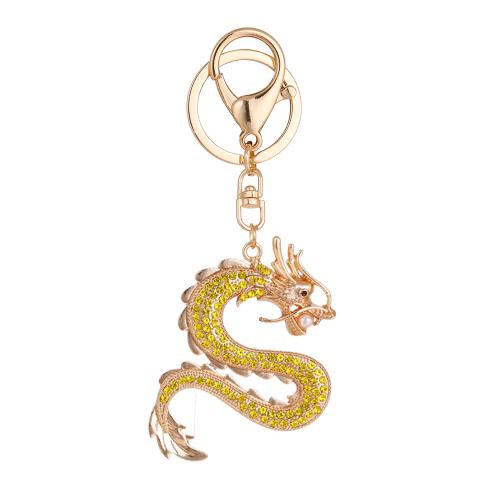 Zinc Alloy Key Clasp Dragon gold color plated Unisex & with rhinestone nickel lead & cadmium free Sold By PC