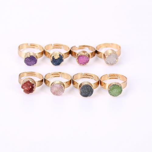 Natuurlijke Quartz vinger Ring, Messing, met Natuurlijke Quartz, gold plated, mode sieraden & uniseks, Willekeurige kleur, nikkel, lood en cadmium vrij, 20x26mm, Verkocht door PC