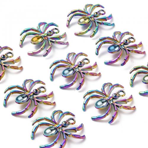 Acero inoxidable Colgantes Animal, Acero inoxidable 201, Araña, chapado, Bricolaje, multicolor, 31x28x5mm, aproximado 20PCs/Bolsa, Vendido por Bolsa