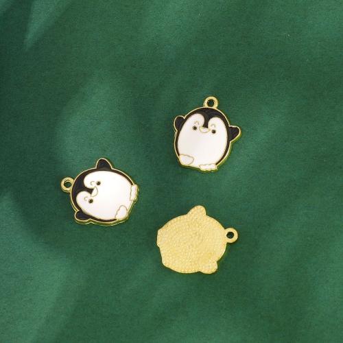 Zinc Alloy Enamel Pendants Penguin plated DIY Sold By Bag