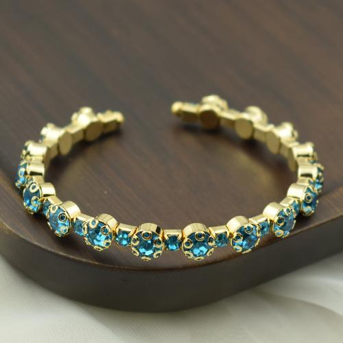 Zinc Alloy Bangle Smykker, forgyldt, mode smykker & for kvinde & med rhinestone, flere farver til valg, nikkel, bly & cadmium fri, Diameter:5.5cm, Solgt af PC