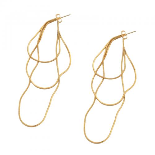 Fashion Fringe Boucles d'oreilles, laiton, bijoux de mode & pour femme, doré, protéger l'environnement, sans nickel, plomb et cadmium, 87x2mm, Vendu par paire