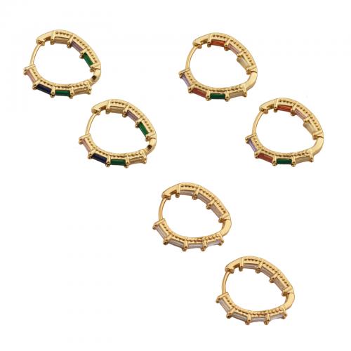 Cúbicos Circonia Pendiente Latón Micro pavimenta, metal, Joyería & micro arcilla de zirconia cúbica & para mujer, más colores para la opción, libre de níquel, plomo & cadmio, 17x3.50mm, Vendido por Par