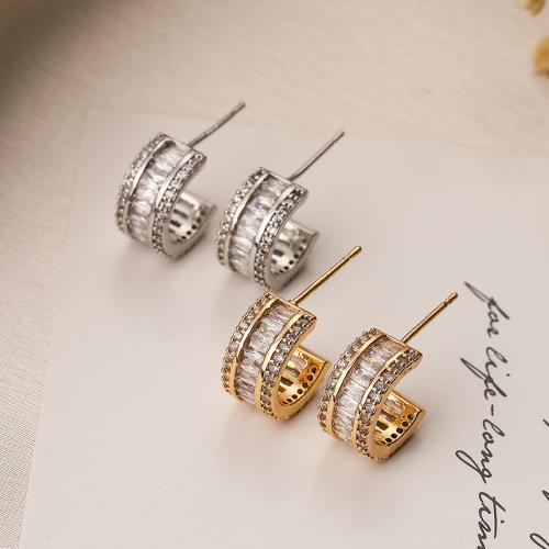 Befestiger Zirkonia Messing Ohrring, plattiert, Modeschmuck & Micro pave Zirkonia & für Frau, keine, frei von Nickel, Blei & Kadmium, 12x6mm, verkauft von Paar