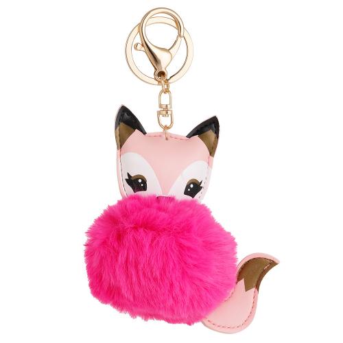 Zinc Alloy Key Lås, Plush, med PU & Zinc Alloy, Fox, guldfarve belagt, Nuttet & for kvinde, flere farver til valg, nikkel, bly & cadmium fri, 65x180mm, Solgt af PC