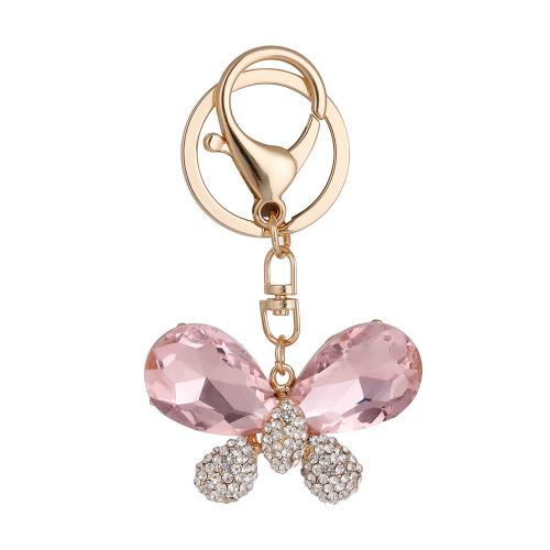 Zinc Alloy Key Clasp Butterfly gold color plated for woman & with rhinestone nickel lead & cadmium free Sold By PC