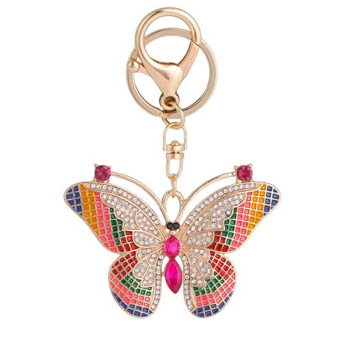 Zinc Alloy Key Clasp Butterfly gold color plated for woman & with rhinestone nickel lead & cadmium free Sold By PC