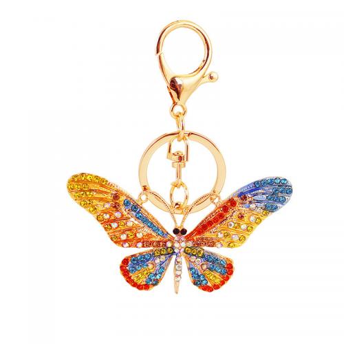 Zinc Alloy Key Clasp Butterfly gold color plated for woman & with rhinestone nickel lead & cadmium free Sold By PC