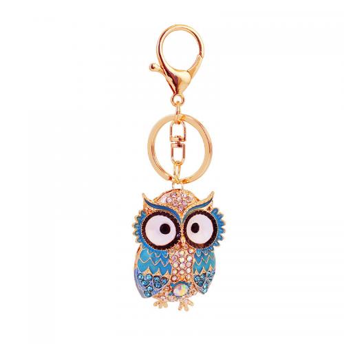 Zinc Alloy Key Lås, Owl, guldfarve belagt, for kvinde & emalje & med rhinestone, flere farver til valg, nikkel, bly & cadmium fri, 42x124mm, Solgt af PC