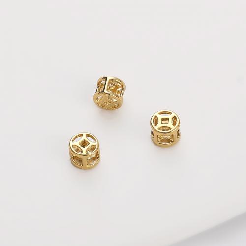 Messing Zwischenperlen, goldfarben plattiert, DIY, frei von Nickel, Blei & Kadmium, 6x5mm, Bohrung:ca. 2.5mm, verkauft von PC