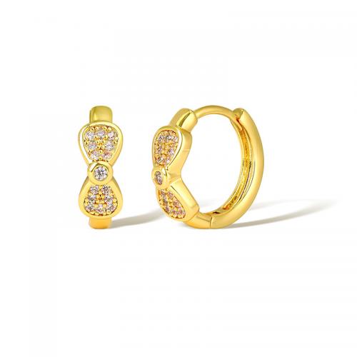 Cubic Zirconia Micro Pave Latão Brinco, cobre, banhado, micro pavimento em zircônia cúbica & para mulher, dourado, vendido por par