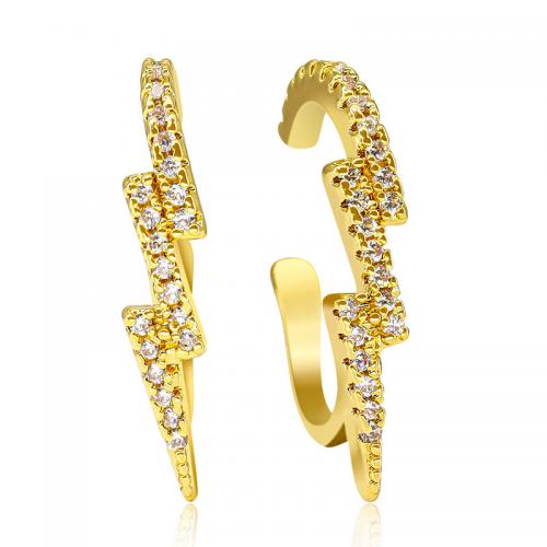 Cubic Zirconia Micro Pave Latão Brinco, cobre, banhado, micro pavimento em zircônia cúbica & para mulher, dourado, 20x5mm, vendido por par