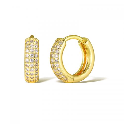 Cubic Zirconia Micro Pave Latão Brinco, cobre, banhado, micro pavimento em zircônia cúbica & para mulher, dourado, vendido por par