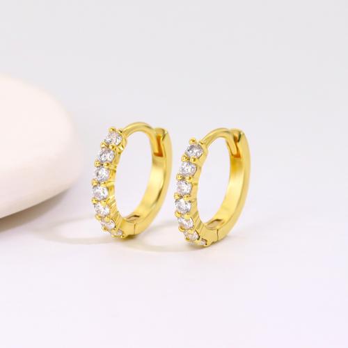 Cubic Zirconia Micro Pave Latão Brinco, cobre, banhado, micro pavimento em zircônia cúbica & para mulher, dourado, vendido por par