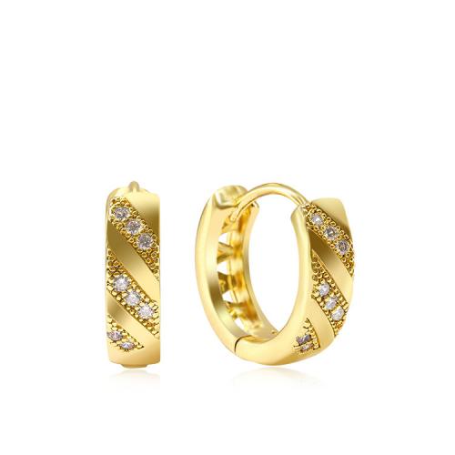 Cubic Zirconia Micro Pave Latão Brinco, cobre, banhado, micro pavimento em zircônia cúbica & para mulher, dourado, vendido por par