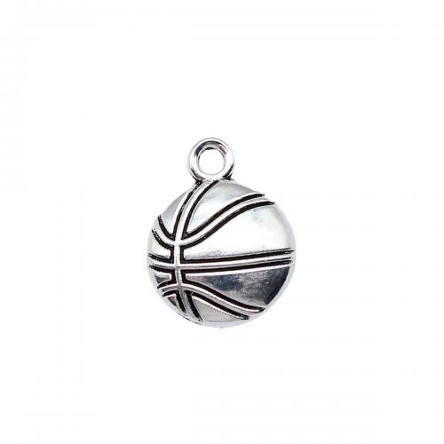 Pendentifs en alliage de zinc, basket-ball, Plaqué de couleur d'argent, bijoux de mode & DIY, 18x14mm, Vendu par PC