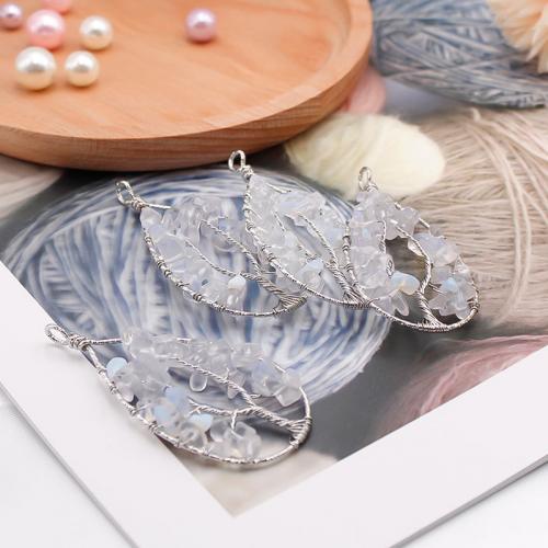 Edelsteen Hangers Sieraden, Gemstone Chips, met Messing, Traan, silver plated, mode sieraden & DIY & hol, meer kleuren voor de keuze, 29x64mm, Verkocht door PC