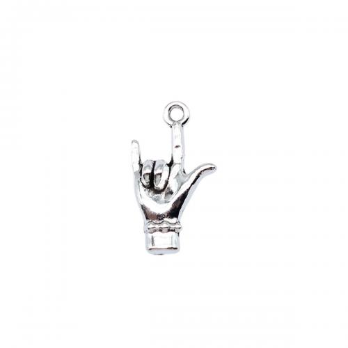 Zinklegering hand hangers, Zinc Alloy, antiek zilver plated, mode sieraden & DIY, 21x12mm, Verkocht door PC