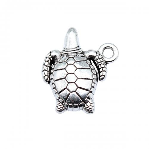 Sinc Alloy Pendants Ainmhithe, Turtle, dath airgid antique plátáilte, jewelry faisin & DIY, 18x16mm, Díolta De réir PC