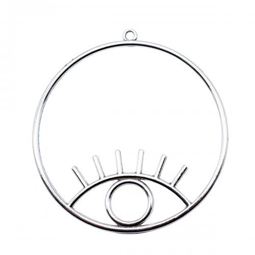 Pendentifs creux en alliage de zinc, Plat rond, Plaqué de couleur d'argent, bijoux de mode & DIY, 59x63mm, Vendu par PC