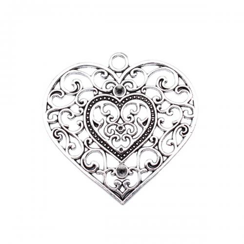 Zinc Alloy Heart Pendants antique silver color plated fashion jewelry & DIY & hollow Sold By PC