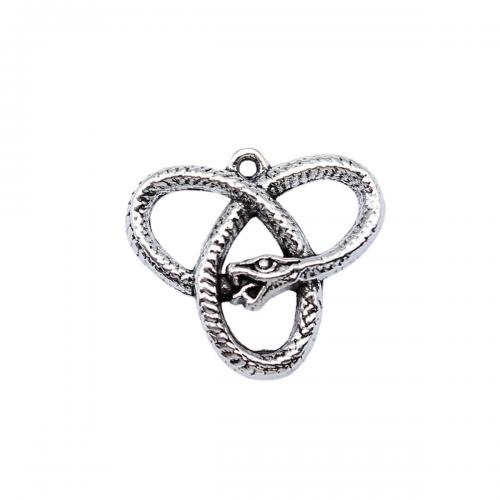 Sinc Alloy Pendants Ainmhithe, Nathair, dath airgid antique plátáilte, jewelry faisin & DIY, 22x25mm, Díolta De réir PC