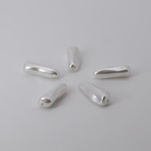 ABS plastiko karoliukai, ABS plastikas pearl, Barokas, dažytas, Pasidaryk pats, baltas, 28x10mm, Pardavė PC