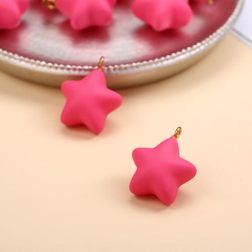 ABS Plaisteacha Pendants, Star, DIY, dearg, 19x23mm, Díolta De réir PC