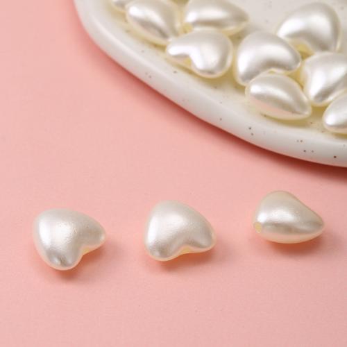 ABS plastiko karoliukai, ABS plastikas pearl, Širdis, Pasidaryk pats, 12x14mm, Pardavė PC