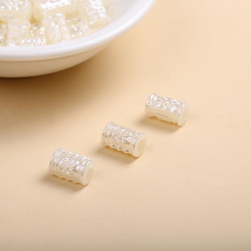 Perles en plastique ABS, Plastique ABS perle, pilier, DIY, blanc, 6x10mm, Environ 1000sol/lot, Vendu par lot