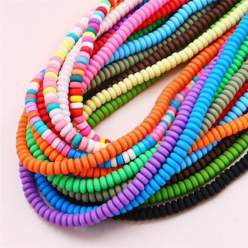 Polymer lerperler, Polymer Clay, Flad Rund, du kan DIY, flere farver til valg, 6x3mm, Ca. 110pc'er/Strand, Solgt Per Ca. 39 cm Strand