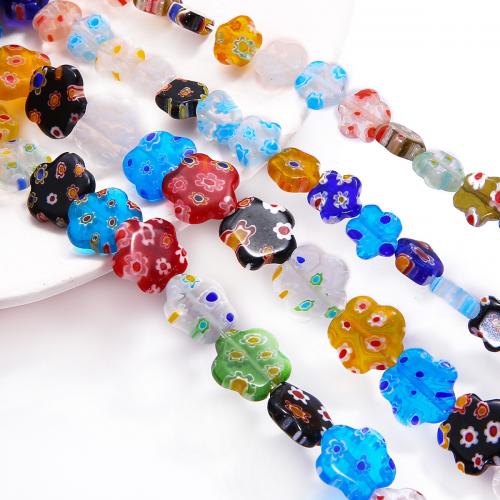 Χάντρες Lampwork, Millefiori Lampwork, Λουλούδι, DIY & διαφορετικό μέγεθος για την επιλογή, μικτά χρώματα, Sold Με Strand