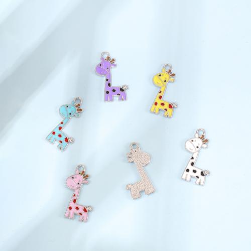 Zinc Alloy Enamel Pendants Giraffe silver color plated DIY Sold By Bag