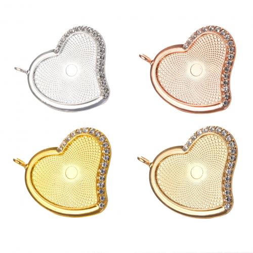 Zinc Alloy vedhæng Rhinestone Setting, Heart, forgyldt, du kan DIY & med rhinestone, flere farver til valg, 25x32mm, 100pc'er/Bag, Solgt af Bag