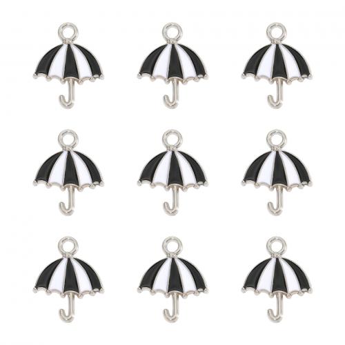 Zinc Alloy Enamel Pendants Umbrella silver color plated DIY Sold By Bag