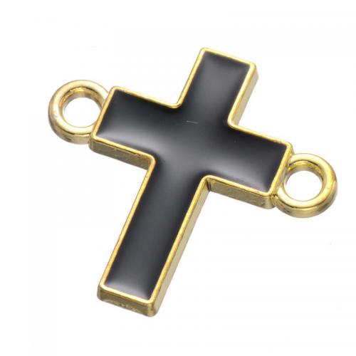 Cross Zink legering Stik, Zinc Alloy, Kryds, guldfarve belagt, du kan DIY & emalje & 1/1 løkke, flere farver til valg, 18.80x17.80mm, 300pc'er/Bag, Solgt af Bag