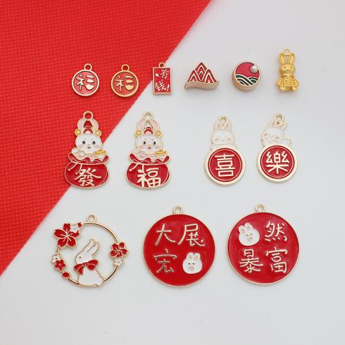 Zinc Alloy Enamel Pendants gold color plated DIY Sold By PC