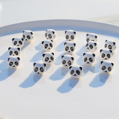 Posliini korut Helmet, Panda, tee-se-itse, valkoinen, 12x11mm, Reikä:N. 2.5mm, 10PC/laukku, Myymät laukku