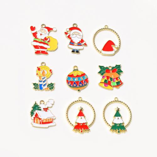 Zinc Alloy Christmas Pendants plated Christmas Design & DIY & enamel nickel lead & cadmium free Sold By Bag