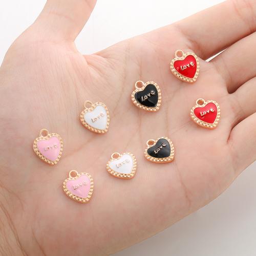 Zinc Alloy Enamel Pendants Heart plated DIY nickel lead & cadmium free Sold By Bag