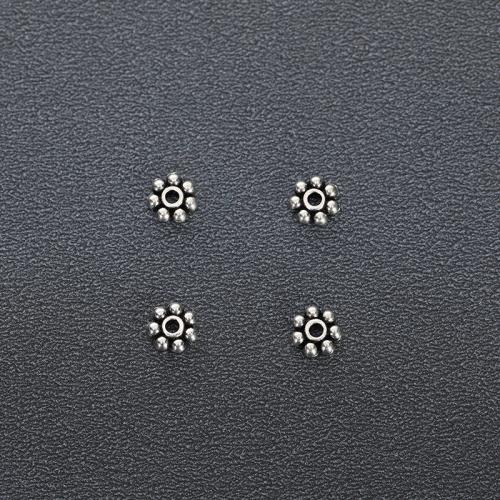 Zinc Alloy Spacer Kralen, Bloem, plated, DIY, zilver, nikkel, lood en cadmium vrij, 4x4mm, 200pC's/Bag, Verkocht door Bag